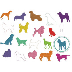 Stickserie - Hunde Silhouette mit Anhänger